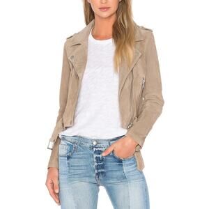 Blank Nyc 'Suede' Green Zippered Sleeves Moto Jacket Size S